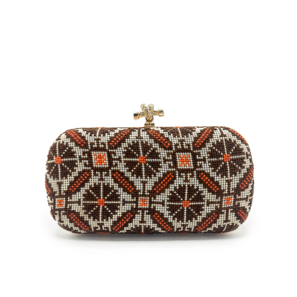 Brown & Orange Star Tatreez Clutch