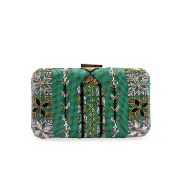 Green Garden Path Tatreez Clutch